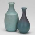 Van briggle two early vases in blue glazes ca 1905 both marked taller 8 14