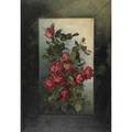 Still life of roses oil on canvas 20th c custom painted frame unsigned 37 x 25 14