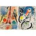 Marc chagall russian 18871985 two lithographs in color framed one titled vision of paris 12 38 x 9 18 sight each