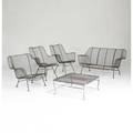 Russell woodard five piece sculptura set usa 1960s painted iron unmarked settee 28 12 x 52 x 30