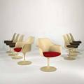 Eero saarinen knoll associates set of eight tulip chairs no150 two arm and six side usa 1960s enameled aluminum lacquered fiberglass and wool each labeled armchair 32 x 25 34 x 23