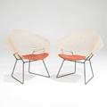 Harry bertoia knoll associates pair of diamond chairs usa 1950s plastic coated metal enameled metal and vinyl unmarked each 30 x 33 12 x 28