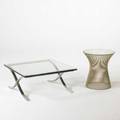 Warren platner knoll associates occasional table together with barcelona style side table usa 1960s chromed steel and glass unmarked taller 18