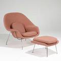 Eero saarinen knoll studio womb chair and ottoman usa 1990s chromed steel and upholstery unmarked chair 36 x 41 x 36 ottoman 17 12 x 25 x 21