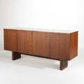 Style of florence knoll cabinet usa 1960s walnut and laminate unmarked 32 12 x 72 x 19 14