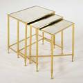 La barge set of three nesting tables france 1960s brass and mirrored glass largest 18 12 x 19 x 13 34