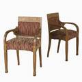 Style of armand albert rateau pair of armchairs france ca 1930 limed oak brass studs and embroidered upholstery unmarked 33 12 x 21 x 19