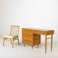 Th robsjohn gibbings widdicomb desk and chair usa 1950s walnut brass and leather desk 31 34 x 54 x 18 12 chair 35 x 21 x 23