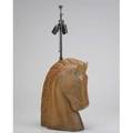 Style of billy haines horse head table lamp in limed oak usa 1950s two socket unmarked 29