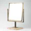 Dressing mirror brass mirrored glass and polished travertine usa 1950s unmarked 18 x 8 sq