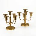 Tommi parzinger dorlyn silversmiths pair brass fivelight candelabra both signed each 7 x 3