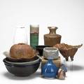 Studio ceramic grouping thirteen pieces contemporary japanese works and three pieces by harry holl porcelain and stoneware bodies most marked tallest 10