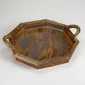 Julie larson large handled and octagonal glazed stoneware serving tray signed 3 12 x 17 34 x 14 12