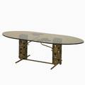 Style of silas seandel coffee table usa 1970s bronzed metal and smoked glass unmarked 15 x 50 x 20
