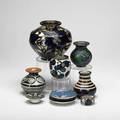 Herman kahler grouping of ten glazed and decorated ceramic vessels denmark 20th c all signed tallest 6 12