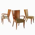 Dakota jackson three aldhabra dining chairs two armchairs and one side usa 1990s mahogany and upholstery unmarked each 37 x 24 x 26