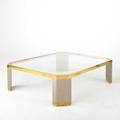 Ron seff large cocktail table usa 1970s brass glass and steel unmarked 16 x 60 x 48