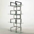 Style of milo baughman chromed steel and glass etagere usa 1970s unmarked 82 12 x 47 x 26