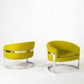 Style of milo baughman pair of club chairs usa 1970s chromed steel and wool each 27 x 30 x 26