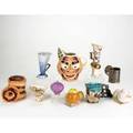 Contemporary studio ten ceramics cabat feelie donut cup several trompeloeil pieces and face jug tallest 8