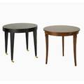 American modern two lamp tables 1990s oak ebonized wood and brass 27 x 31 dia
