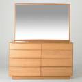 Heywood wakefield double dresser with mirror usa 1950s maple with champagne finish branded 68 x 57 x 20