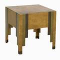 American art deco occasional table 1920s painted leather and brass unmarked 20 x 20 sq