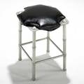 Warren mcarthur rare stool usa 1930s aluminum recycled leather unmarked 18 x 13 sq