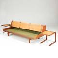 Hans wegner getama day bed together with two tv tables denmark 1960s teak and wicker unmarked daybed 29 x 80 12 x 34 14