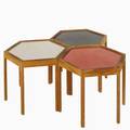 Danish modern set of three stacking tables 1950s teak and laminate unmarked each 14 12 x 17 sq