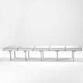 John behringer jg furniture co fiveseat bench usa 1970s brushed aluminum canvas unmarked 18 x 110 x 22