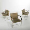 Ludwig mies van der rohe knoll international set of six brno chairs germany 1980s polished stainless steel leather note one chair not pictured 32 x 22 34 x 22