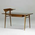 Bertha schaefer singer  sons italian walnut desk italy 1950s unmarked to desk 30 x 56 x 28 to top 38 12