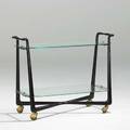 Style of osvaldo borsani bar cart italy 1950s lacquered mahogany brass glass unmarked 28 14 x 36 x 17 12