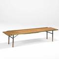 Finn juhl bovirke bench denmark 1950s teak brass enameled metal unmarked 16 14 x 72 x 18