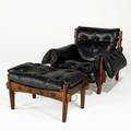 Sergio rodrigues poltrona moleca mischievous chair and ottoman brazil 1963 leather jacaranda unmarked 29 x 46 x 37