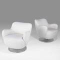 Vladimir kagan vladimir kagan designs inc pair of calabash tilt swivel chairs no 4700st usa 1970s wool upholstery acrylic unmarked 30 x 28 x 34