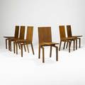 Khouri guzman bunce set of six corbett chairs usa 2000s quartersawn white oak bronze unmarked 35 34 x 17 14 x 21