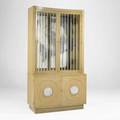 Lorin jackson grosfeld house tall curvefront cabinet usa 1940s bleached mahogany acrylic mirrored glass unmarked 78 x 42 x 18 12