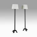 Warren mcarthur pair of floor lamps usa ca 1927 enameled steel glass linen provenance arizona biltmore hotel unmarked overall 65 x 17 dia base 14 12 sq