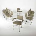Warren mcarthur set of ten armchairs usa 1930s brushed aluminum rubber upholstery six chairs with paper labels 34 x 27 x 22
