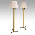 Maison ramsay pair of floor lamps france 1950s parcelgilt metal single sockets linen shades unmarked 65 12 x 19