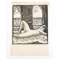 Wharton esherick woodblock print on handmade rice paper nude in bed framed paoli pa ca 1924 signed in print whe pencil titled image 10 x 9 note a print from the same block was sold t