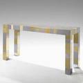 Paul evans directional cityscape console usa 1970s chromeplated steel and brass unmarked 33 12 x 66 x 20