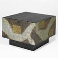 Paul evans directional patchwork occasional table usa 1970s copper bronze pewter slate unsigned 22 x 30 sq