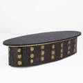 Paul evans paul evans studio rare low oval coffee table new hope pa ca 1963 torchcut steel bronze gilt wood cleft slate 15 12 x 66 x 24
