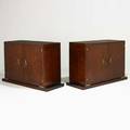 Tommi parzinger parzinger originals pair of twodoor cabinets new york ca 1950 stained quilted maple mahogany brass branded parzinger originals 32 14 x 50 x 18 12