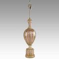 Ercole barovier large cordonato doro table lamp murano italy 1950s blown glass with interior gold leaf decoration brass two sockets to finial 42 glass only 29 x 9 12