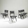 Carlo di carli singer and sons set of six dining chairs italy 1950s walnut wool unmarked 34 x 17 34 x 22 12