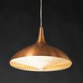 Paavo tynell taito oy hanging fixture finland ca 1950 spun and enameled copper plastic single socket unmarked 12 12 x 17 12 dia